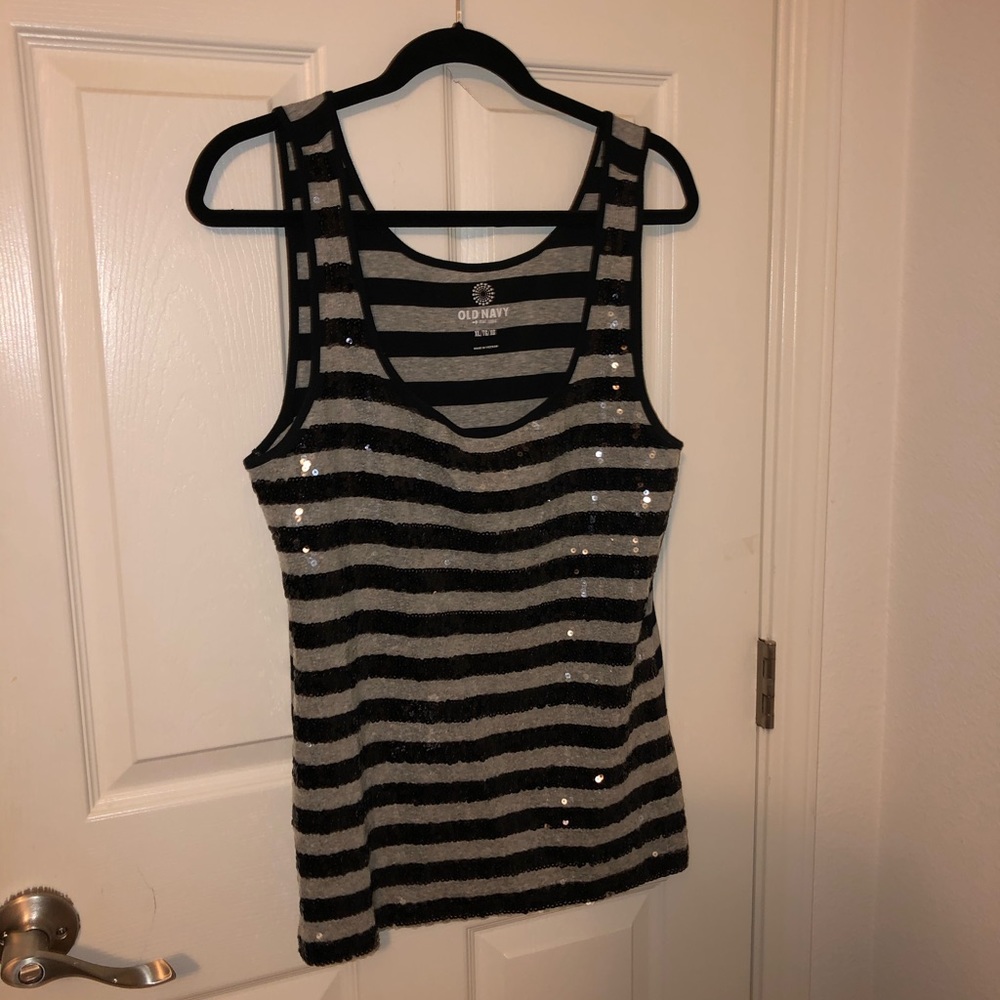 Black and White Sequined Top